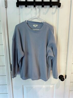 aerie Light Blue Waffle Knit Crewneck